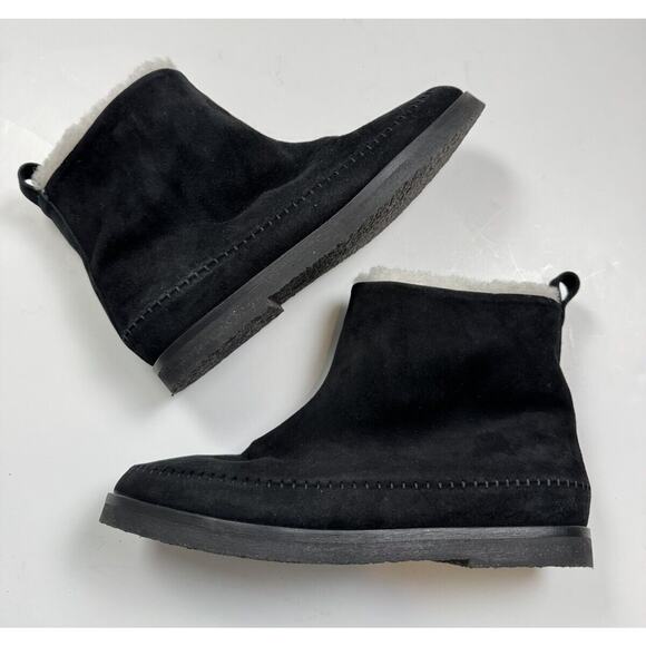 Jenni Kayne Booties Ankle Snow Boots Suede Shearling Lined Black Women’s 40 sz 9 - Picture 2 of 8